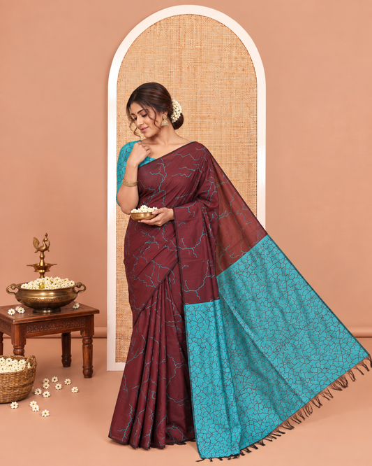 Borderless Brown South Cotton Saree