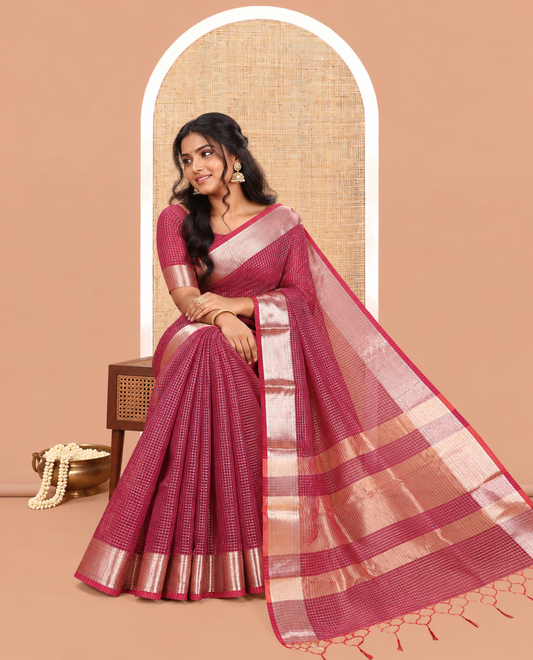Purple Kota Cotton Saree