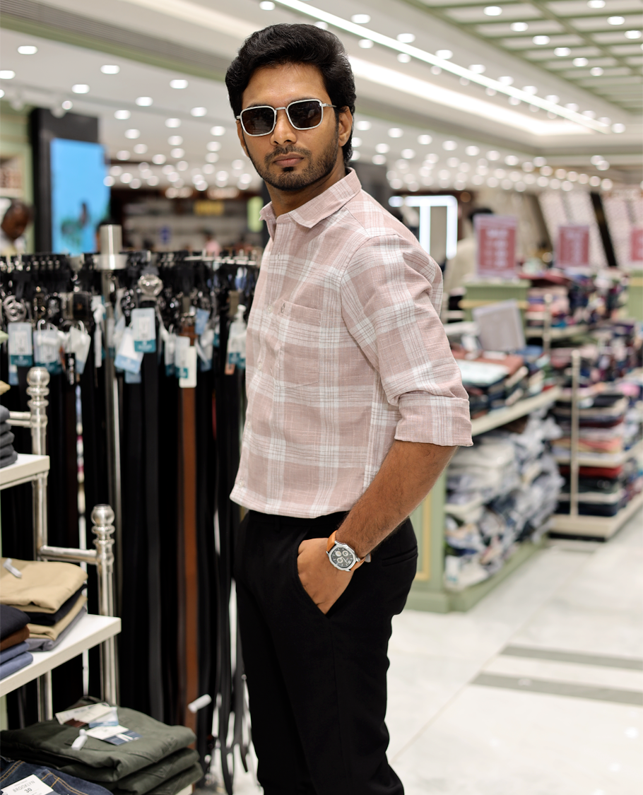 Pink Cotton-Linen-Blended Casual Shirt