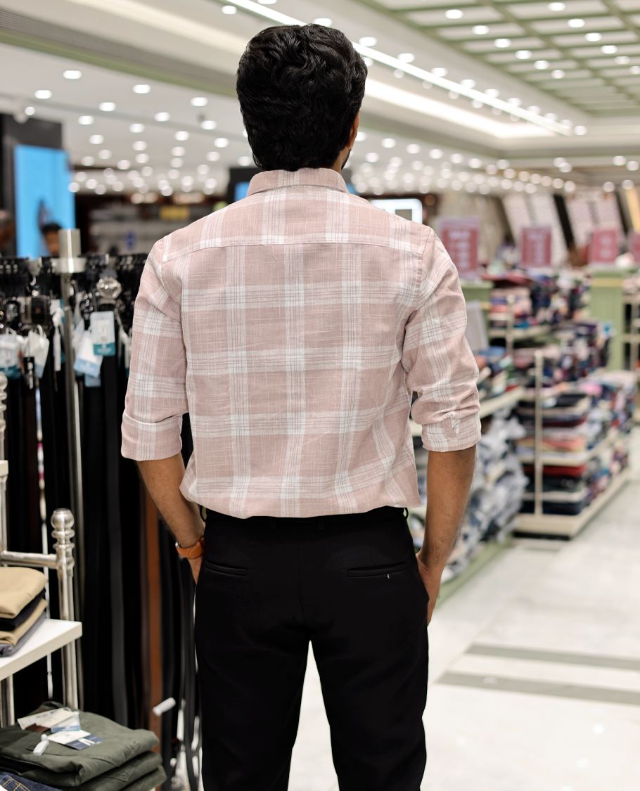Pink Cotton-Linen-Blended Casual Shirt