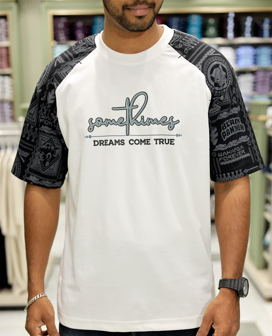 White Cotton-Blended Crew-Neck T-Shirt Features Typography Print, Printed Half-Sleeves, Regular Fit, and Regular Length