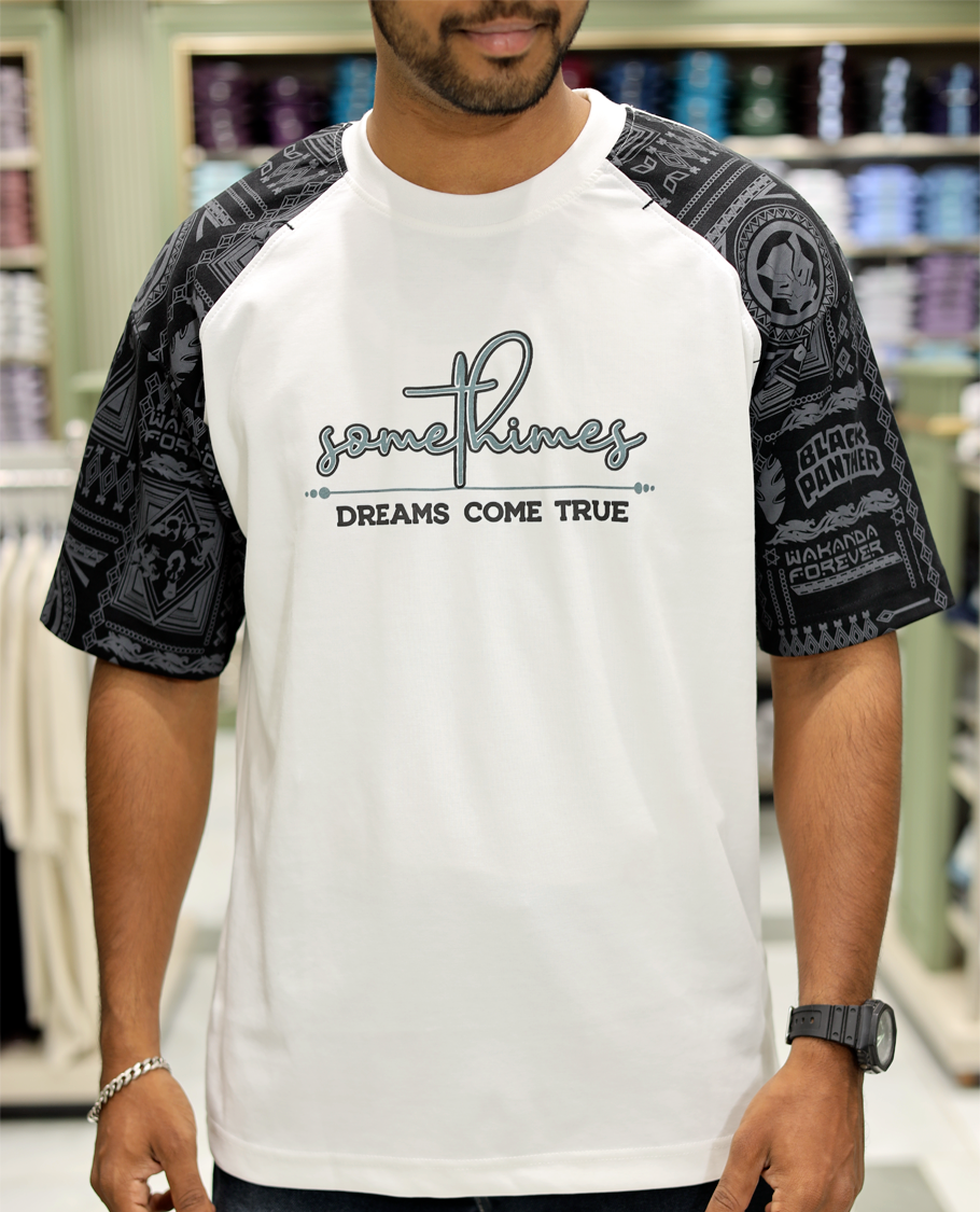 White Cotton-Blended Crew-Neck T-Shirt Features Typography Print, Printed Half-Sleeves, Regular Fit, and Regular Length