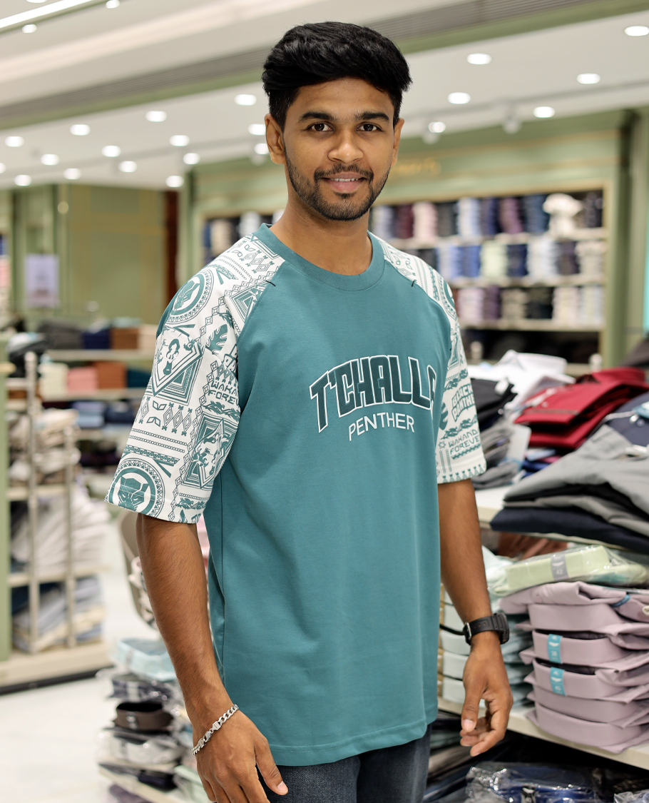 Green Cotton-Blended Crew-Neck T-Shirt Features Typography Print, Printed Half-Sleeves, Regular Fit, and Regular Length 