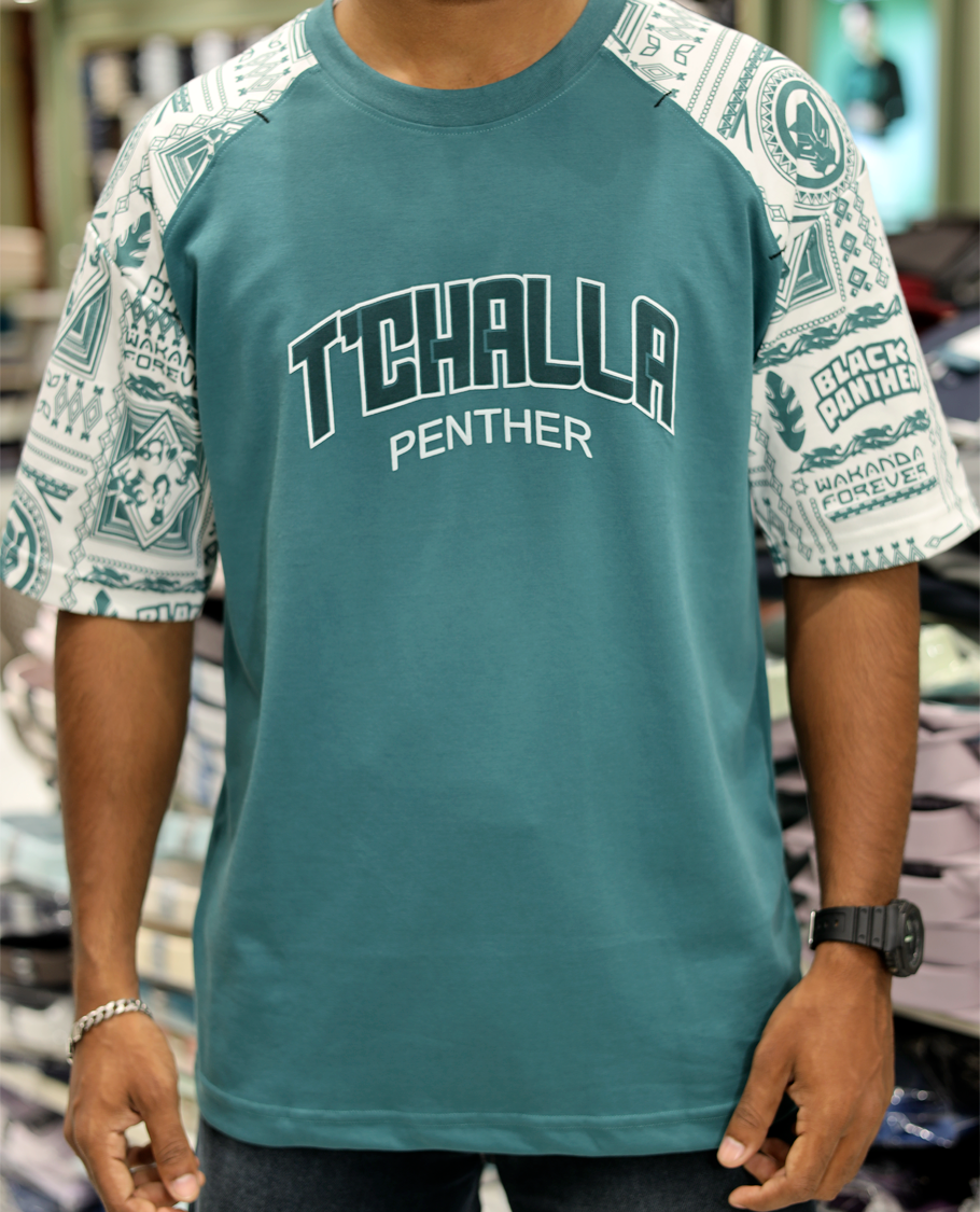 Green Cotton-Blended Crew-Neck T-Shirt Features Typography Print, Printed Half-Sleeves, Regular Fit, and Regular Length 