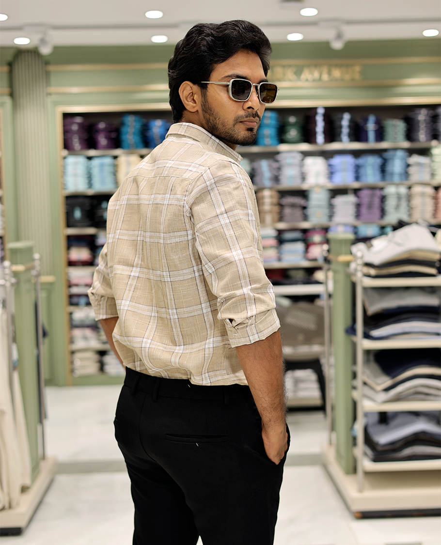 Beige Cotton-Linen-Blended Casual Shirt