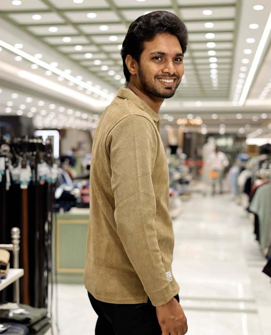 Coffee Poly-Blended Zipper T-Shirt Features Full-Sleeves, a Polo Collar, Regular Fit, and Regular Length 