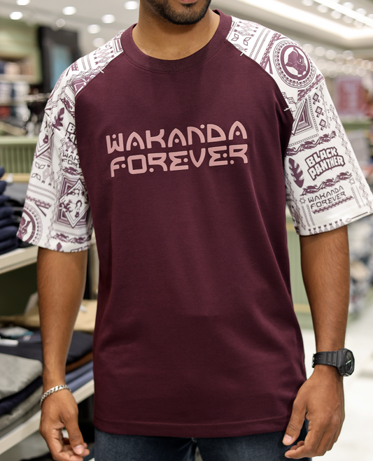  Maroon Cotton-Blended Crew-Neck T-Shirt Features Typography Print, Printed Half-Sleeves, Regular Fit, and Regular Length
