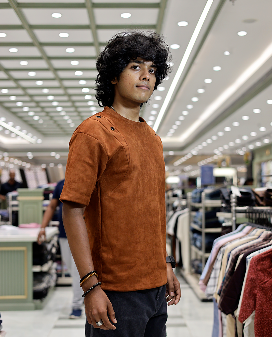 Rust Faux Suede T-Shirt
