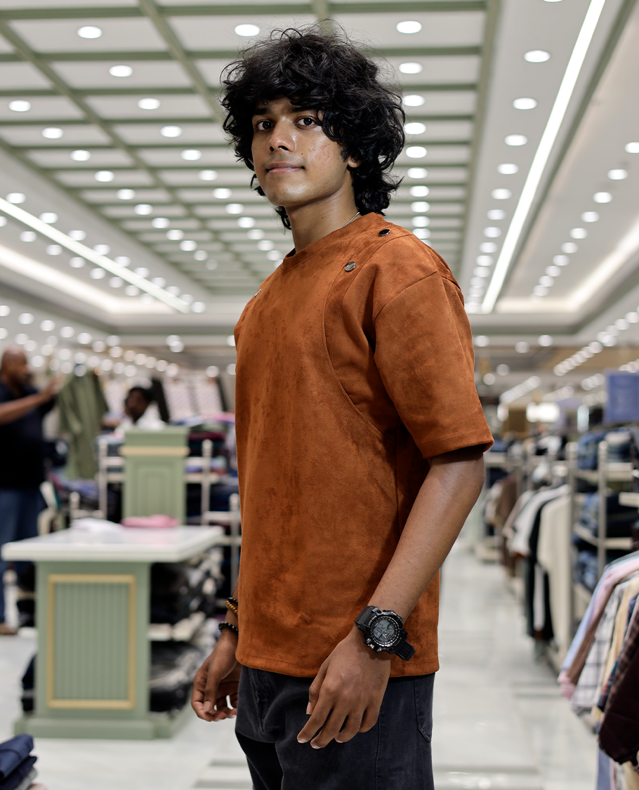 Rust Faux Suede T-Shirt