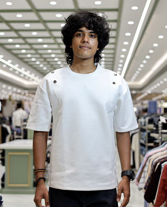 White Faux Suede T-Shirt