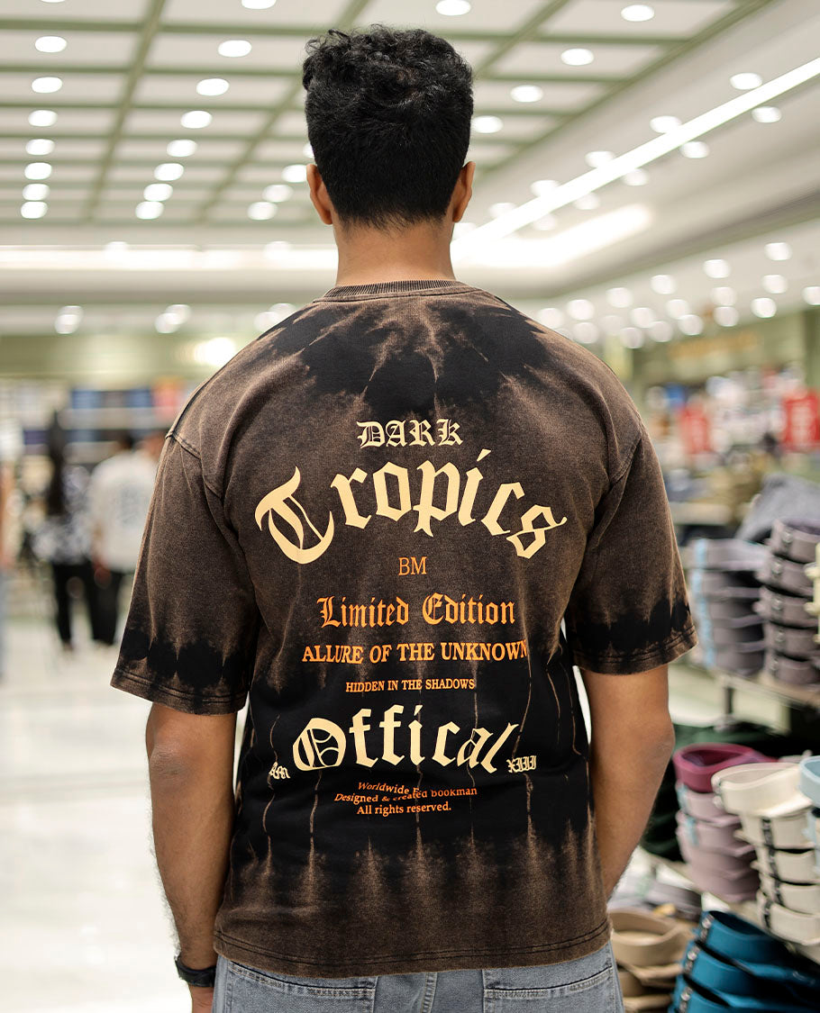 Black Cotton-Blended T-Shirt Features Typography Print, Half Sleeves, a Round Neck, an Oversized Fit, and a Regular Length
