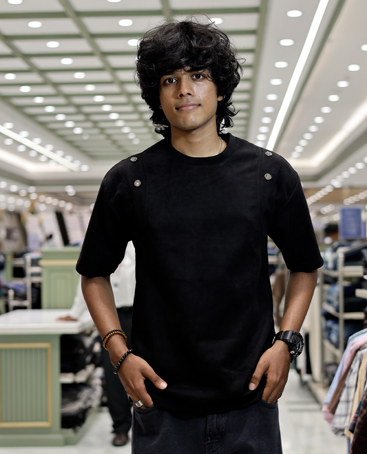 Black Faux Suede T-Shirt