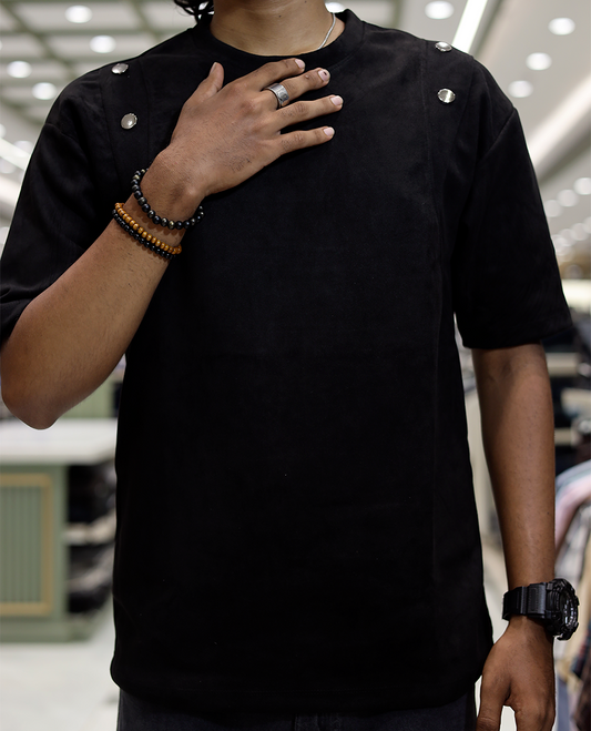Black Faux Suede T-Shirt